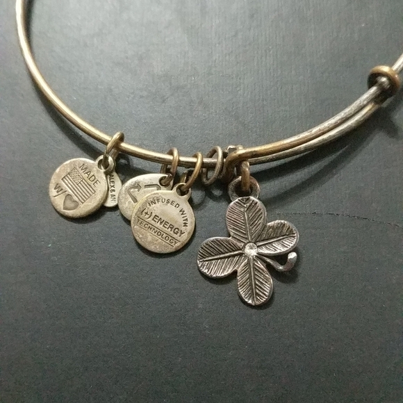 Alex and Ani Silver Tone Four Leaf Clover Lucky Luck + Energy Bracelet - Picture 2 of 2